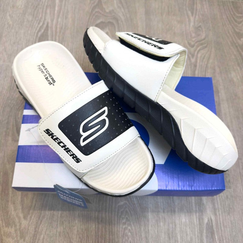 Skechers Go Recover Adjust Premium Beige Black Slides