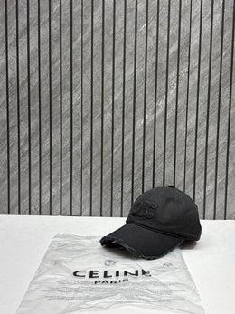 Celine Triomphe All Black Denim Premium Unisex Cap With Brand Polly Bag