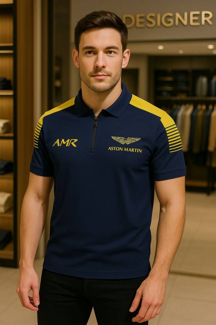 HACCKET ASTON MARTIN POLO SURPLUS BLUE YELLOW