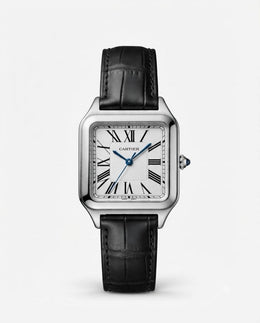Cartier Santos Dumont Square Black Silver White Dial