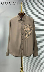 Gucci Tiger Diamond Logo Full Sleeves Shirt Coffee