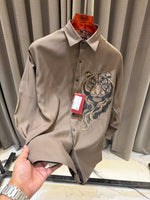Gucci Tiger Diamond Logo Full Sleeves Shirt Coffee