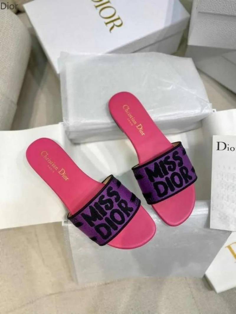 Miss Dioor Premium Quality Dway Slide With OG Box & Carry Bag (Purple Pink - 1063)
