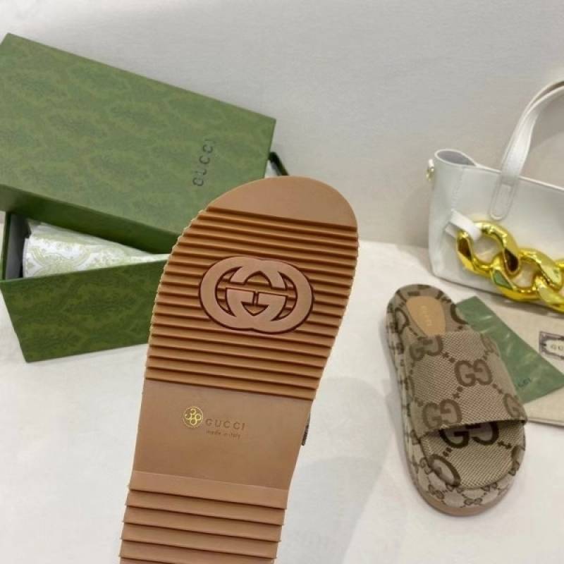 Gucci GG Marmont Platform Slide Sandal With OG Box & Carry Bag (Brown - 783)