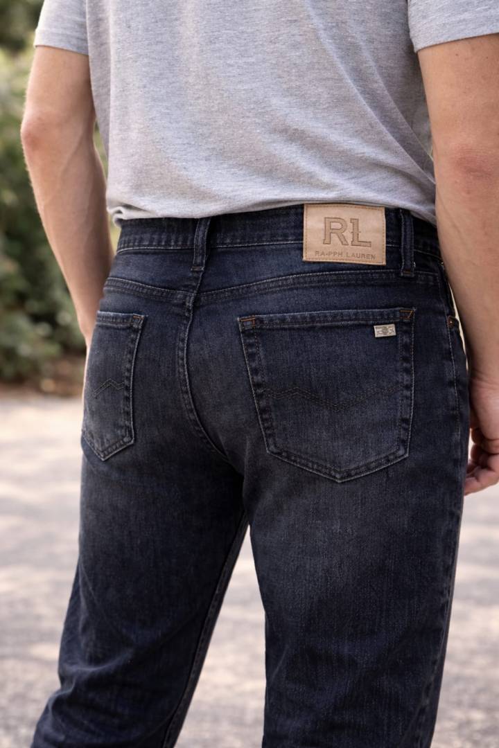 Ralph lauren light shade premium imported stretchable lycra fabric straight fit denim with embroidered work 3373