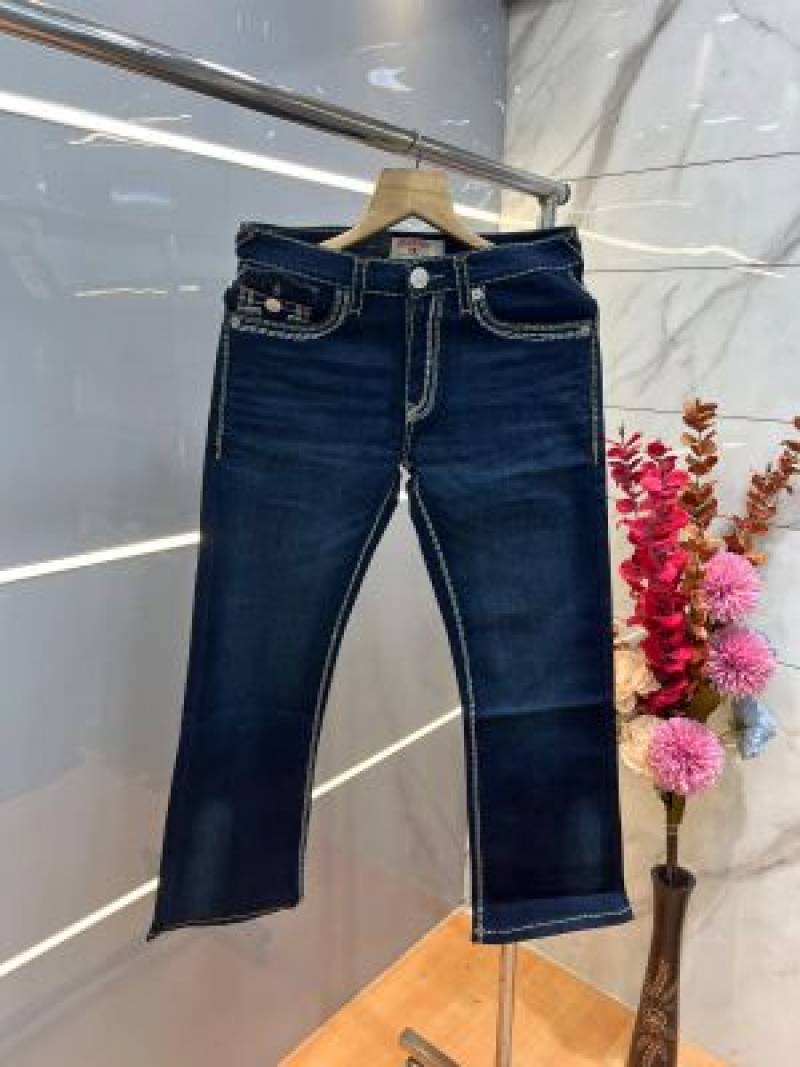 True Religion Blue shade Bootcut Premium Imported Stretchable Lycra Fabric Denim with Back Pocket Embroidered Design 3952