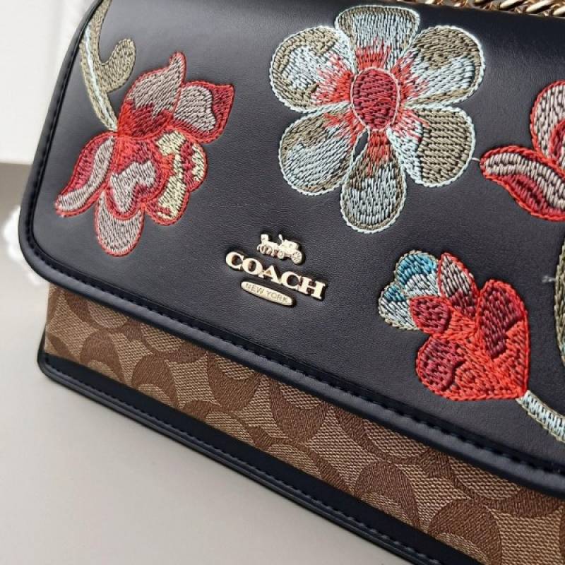 Coach Klare Floral Signature Crossbody Bag With OG Box & Dust Bag (Floral Black - 380)