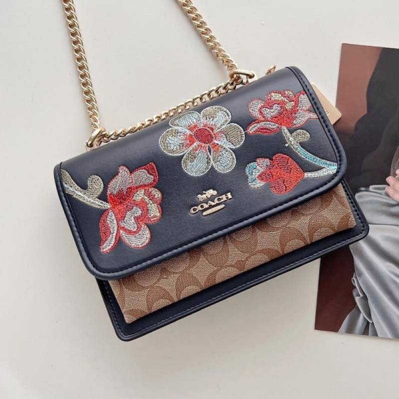 Coach Klare Floral Signature Crossbody Bag With OG Box & Dust Bag (Floral Black - 380)