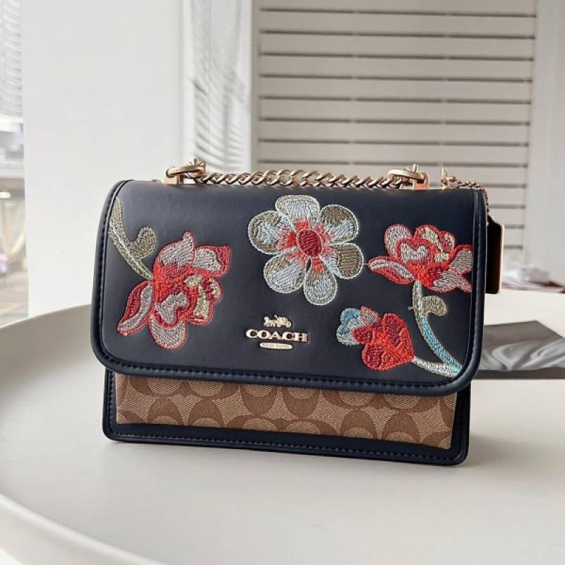 Coach Klare Floral Signature Crossbody Bag With OG Box & Dust Bag (Floral Black - 380)