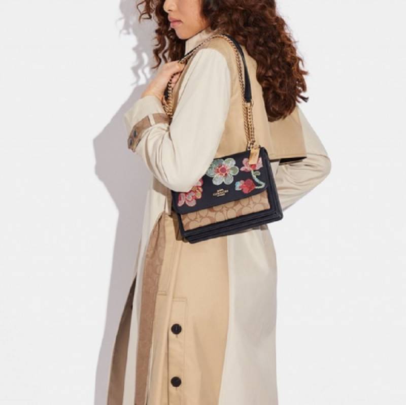 Coach Klare Floral Signature Crossbody Bag With OG Box & Dust Bag (Floral Black - 380)
