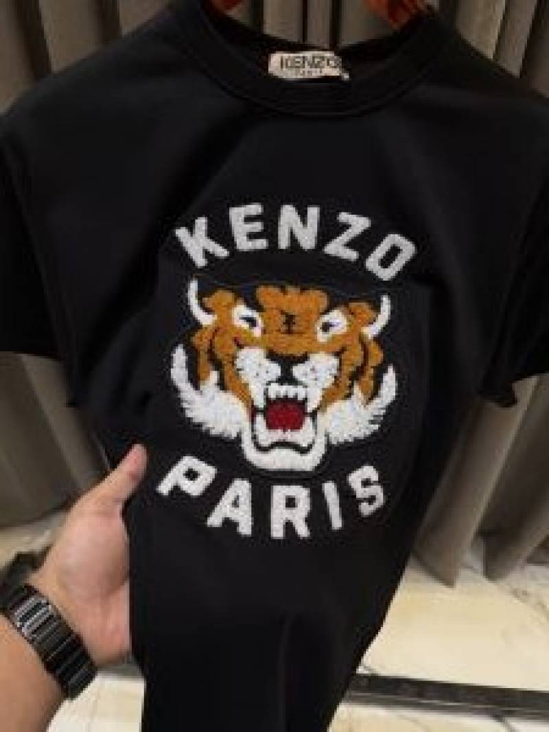 Kenzo Paris Blackish Premium Embossed Print Tshirt