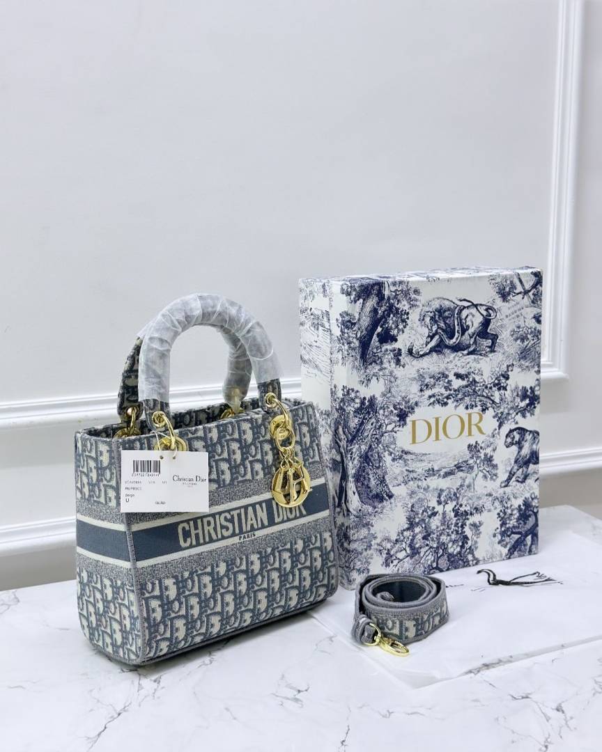 Dior Lady Dlite Grey 8825 Handbag With OriginalBox & DustCover