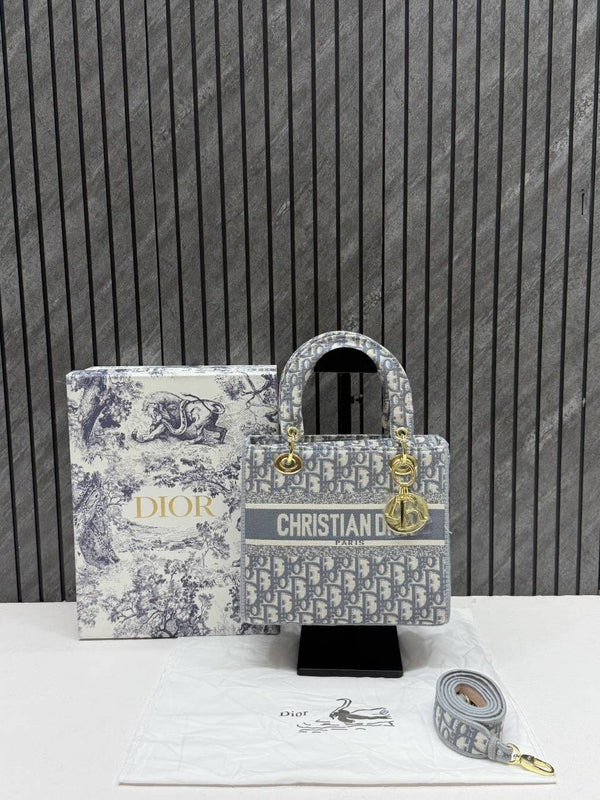 Dior Lady Dlite Grey 8825 Handbag With OriginalBox & DustCover