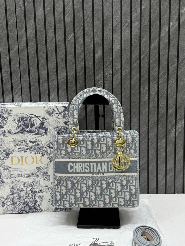 Dior Lady Dlite Grey 8825 Handbag With OriginalBox & DustCover