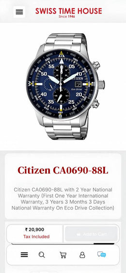 Citizen Mens Eco-Drive Aviator Chronograph