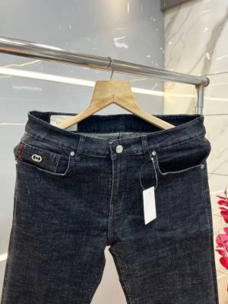 Gucci Carbon Black Shade Straight Fit Premium Imported Stretchable Lycra Fabric Denim 3839