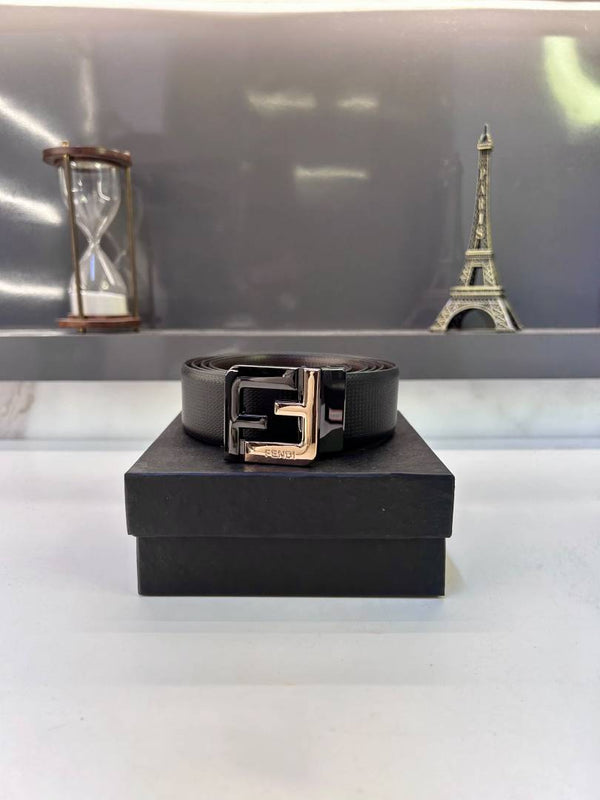 Fendi Black Golden Reversible Belt Fa 761