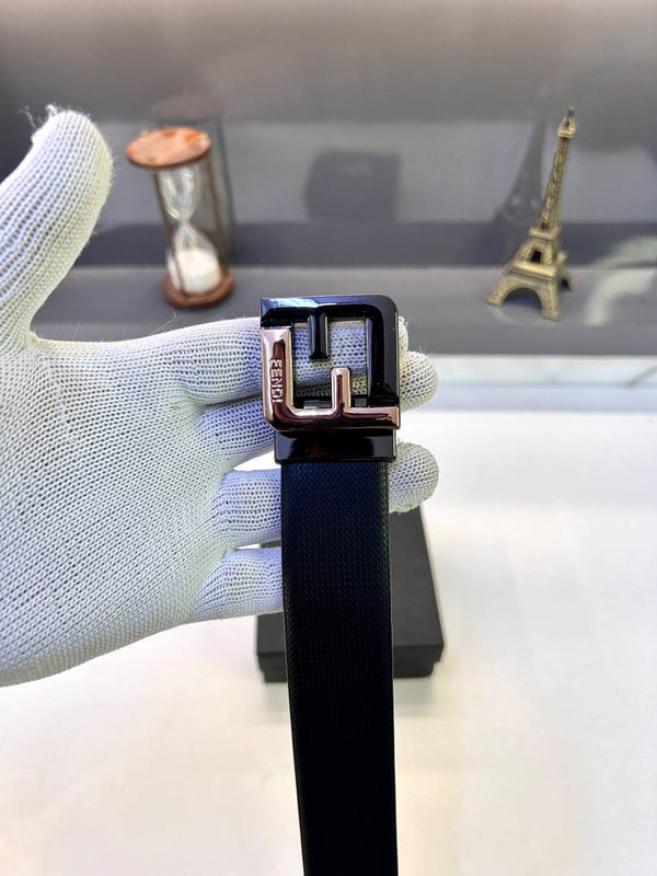 Fendi Black Golden Reversible Belt Fa 761