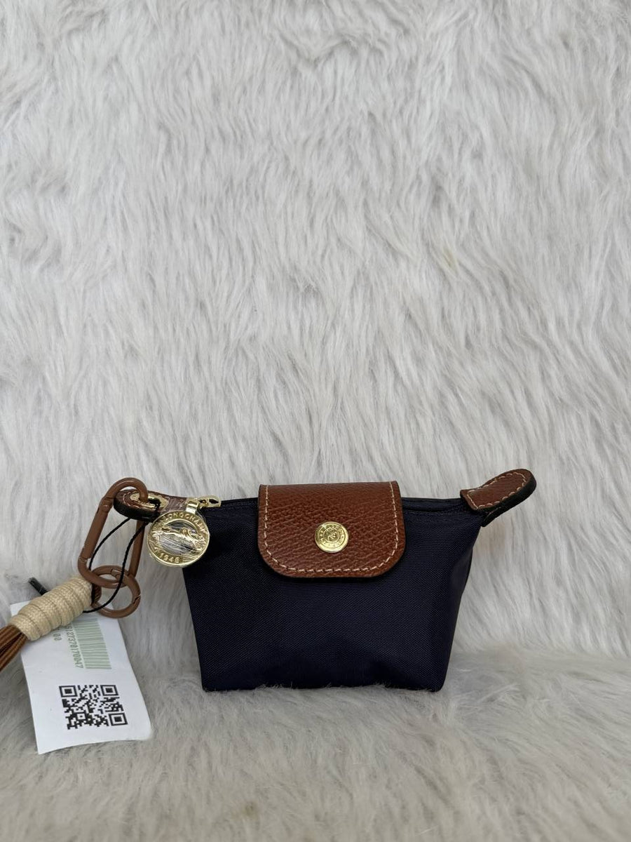 Longchammp Mini Blue Bagcharm Keychain With ZipLock Pouch