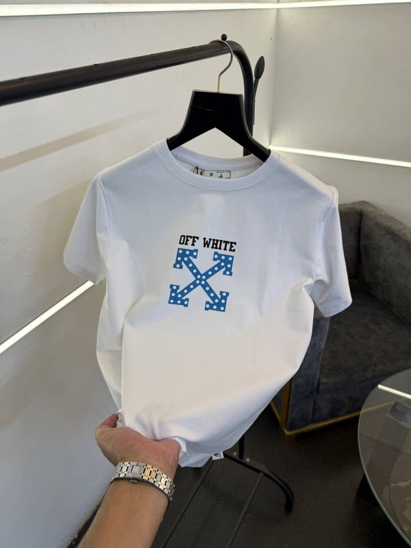 Of white Imported round neck tshirt with front and back print White sale