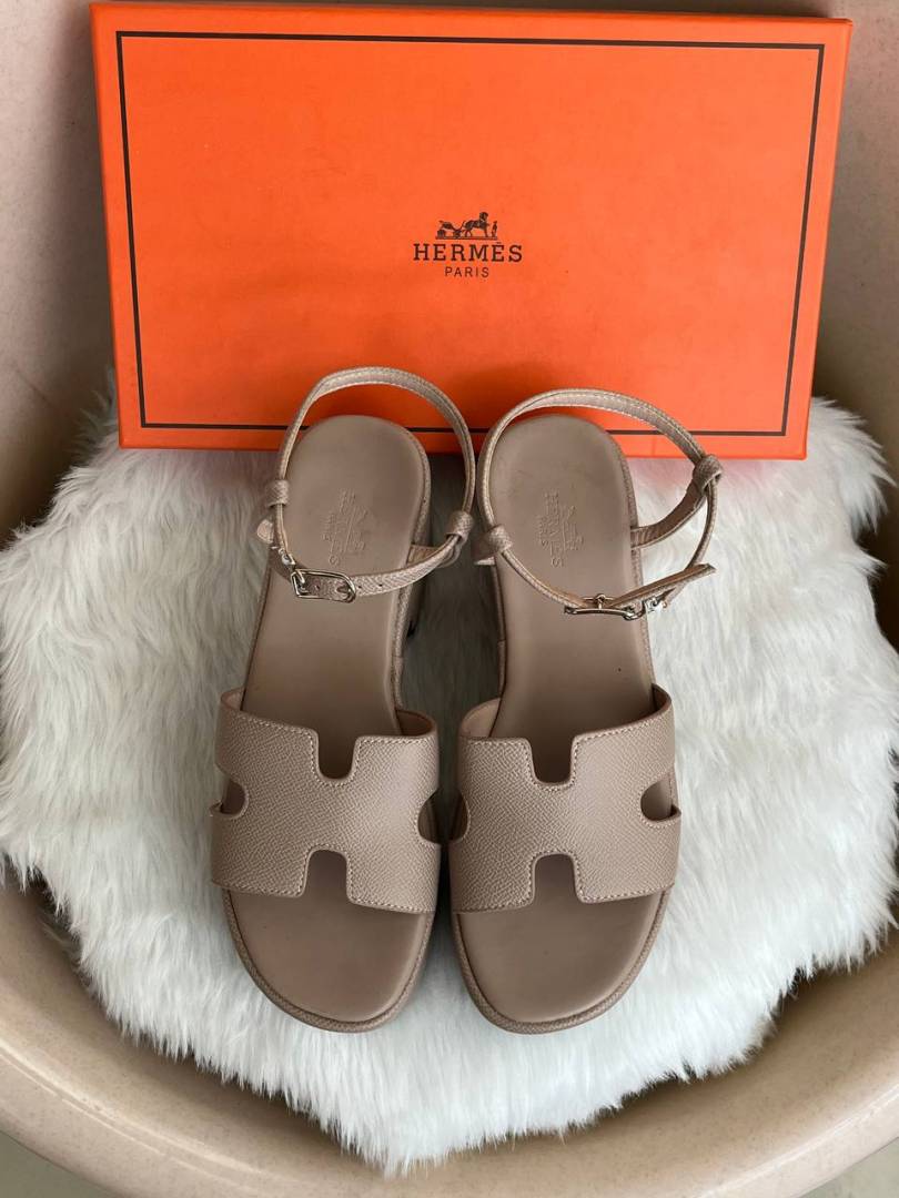 Hermes_Jam_30_Khakhi_Platform_Sandal_With_Original_Box