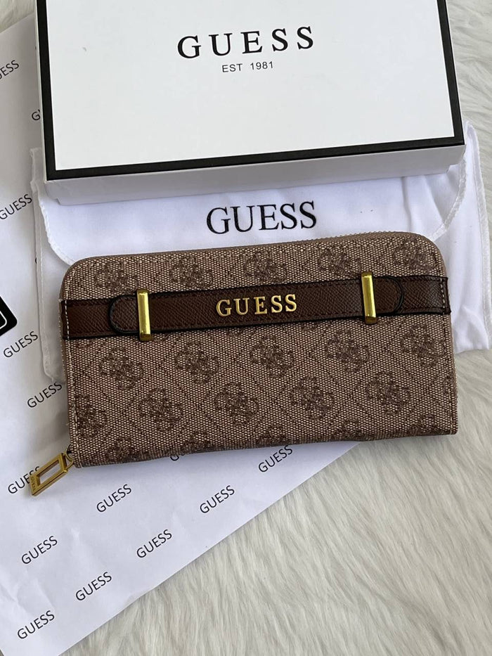 Guess 006 Light Apricot Long Wallet With Original Box DustCover Card Packaging style idea