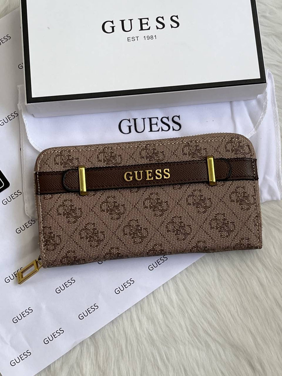 Guess 006 Light Apricot Long Wallet With Original Box DustCover Card Packaging