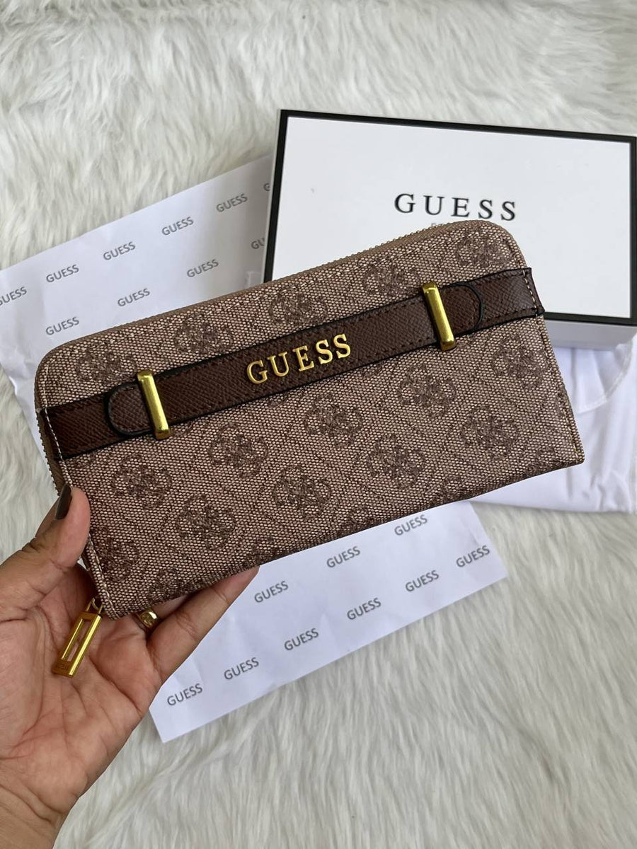 Guess 006 Light Apricot Long Wallet With Original Box DustCover Card Packaging