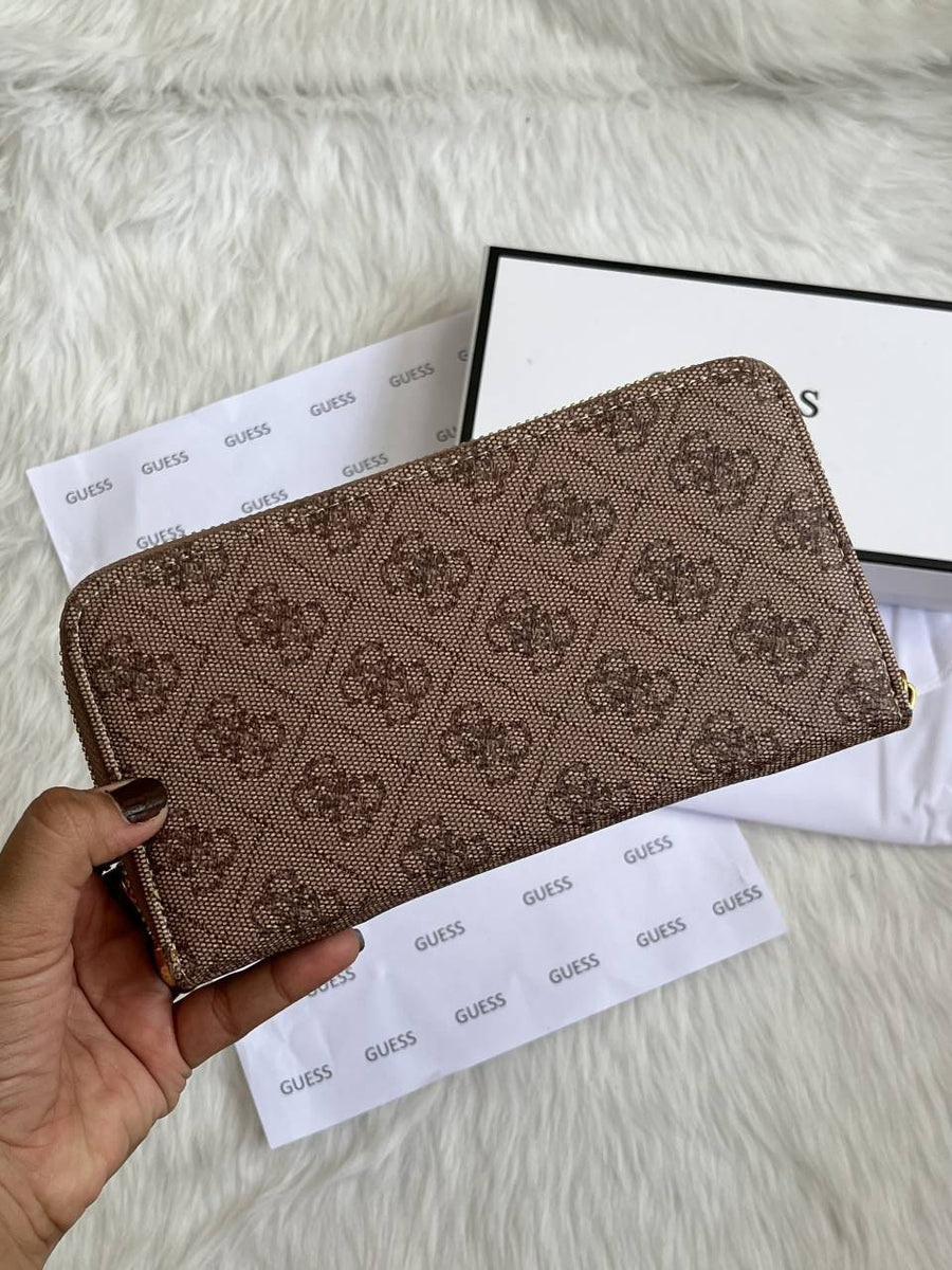 Guess 006 Light Apricot Long Wallet With Original Box DustCover Card Packaging