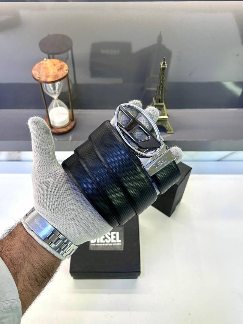 Diesel Glossy Silver Black Belt Fa 209