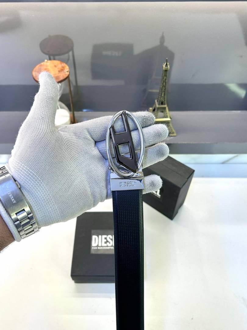 Diesel Glossy Silver Black Belt Fa 209