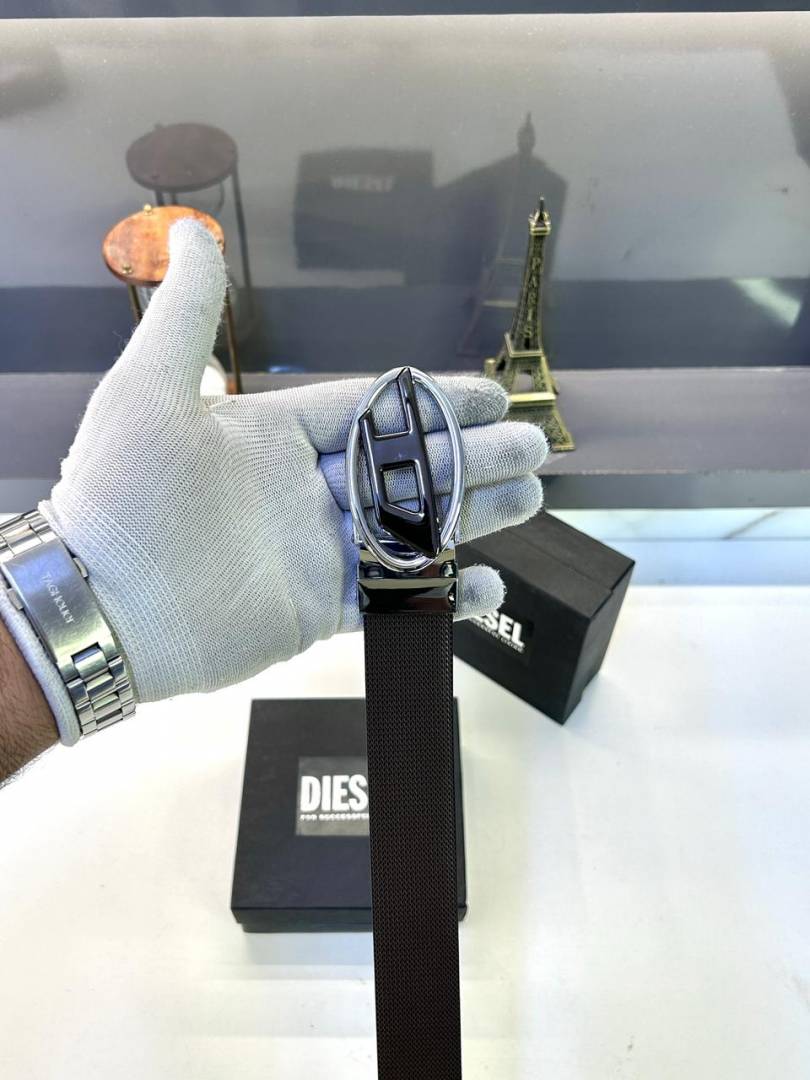 Diesel Glossy Silver Black Belt Fa 209