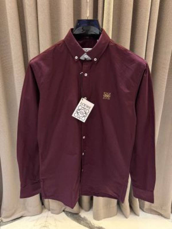 Loewe Chest Logo Full Sleeves Shirt Maroon