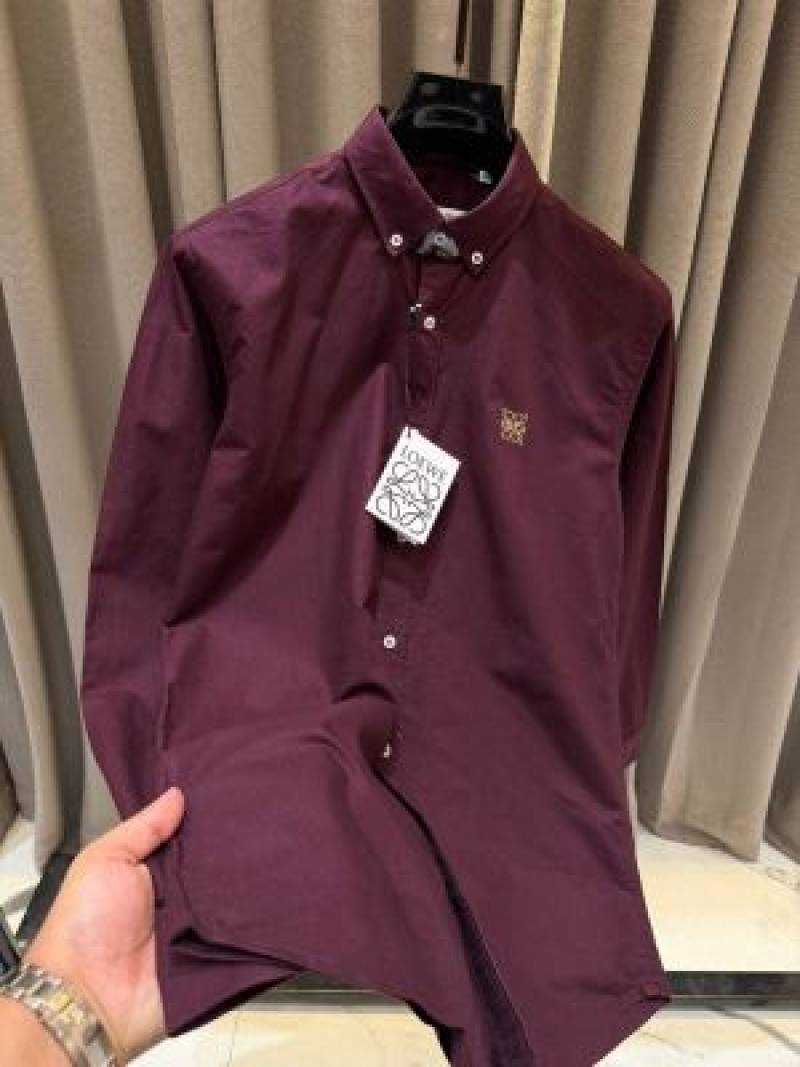 Loewe Chest Logo Full Sleeves Shirt Maroon