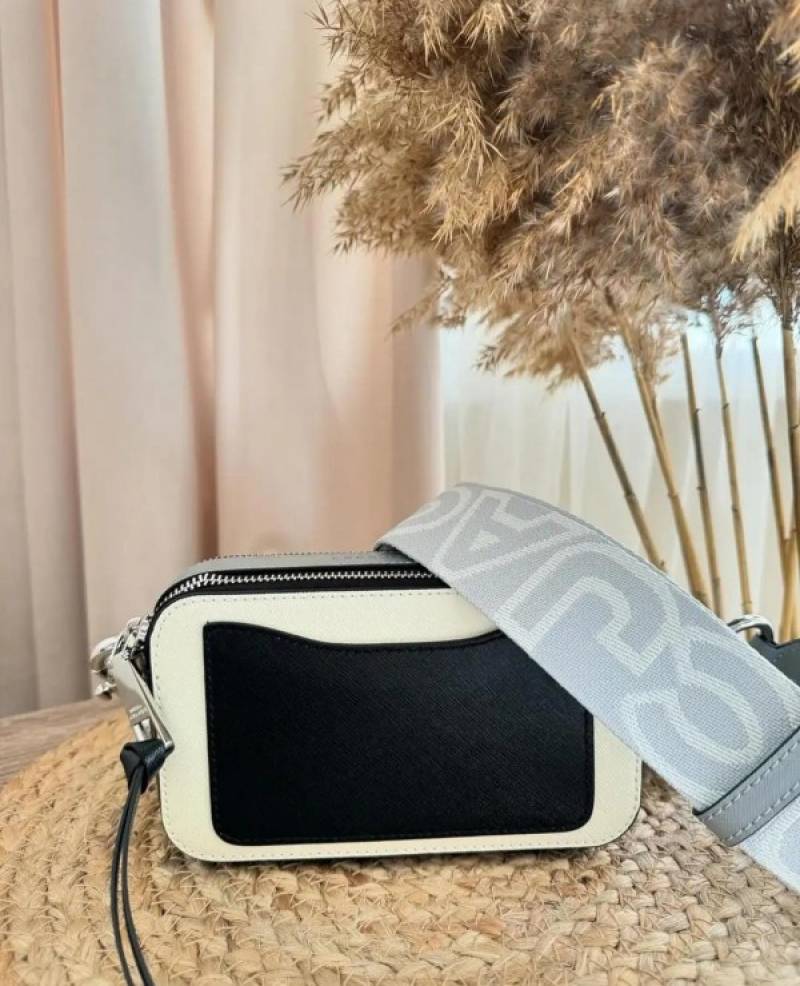 Marc Jacobs Snapshot Crossbody Bag With 2 Belts OG Box & Dust Bag (White Black - 835)