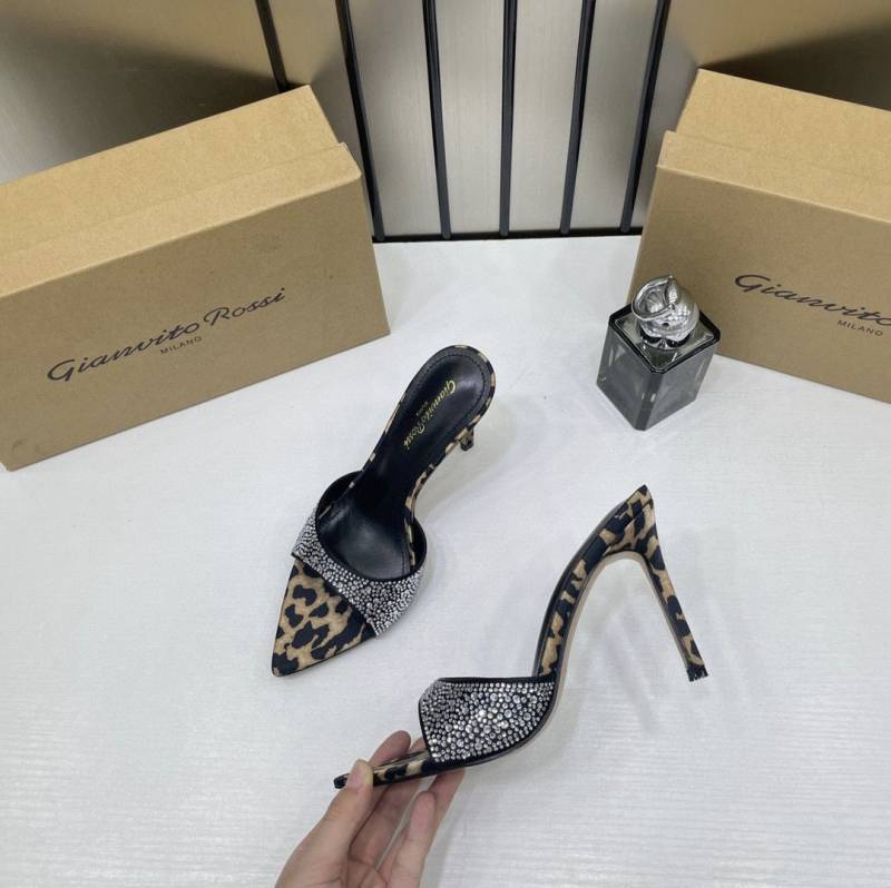Gianvito Rossi Milano Heel Crystal Rhimestone Pointed Toe Heels For Women With Original Box