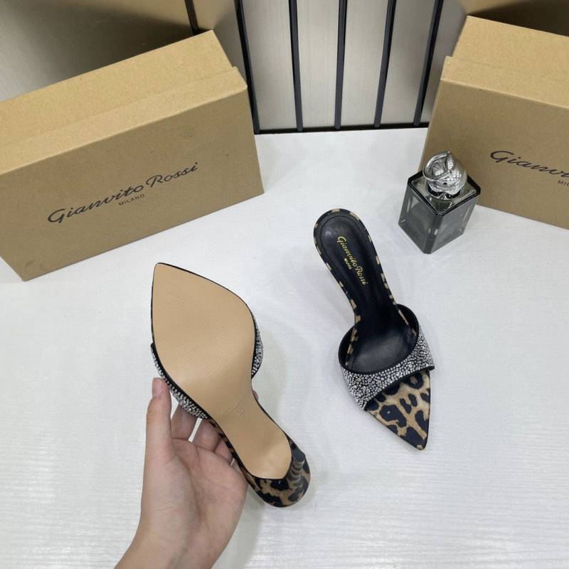 Gianvito Rossi Milano Heel Crystal Rhimestone Pointed Toe Heels For Women With Original Box