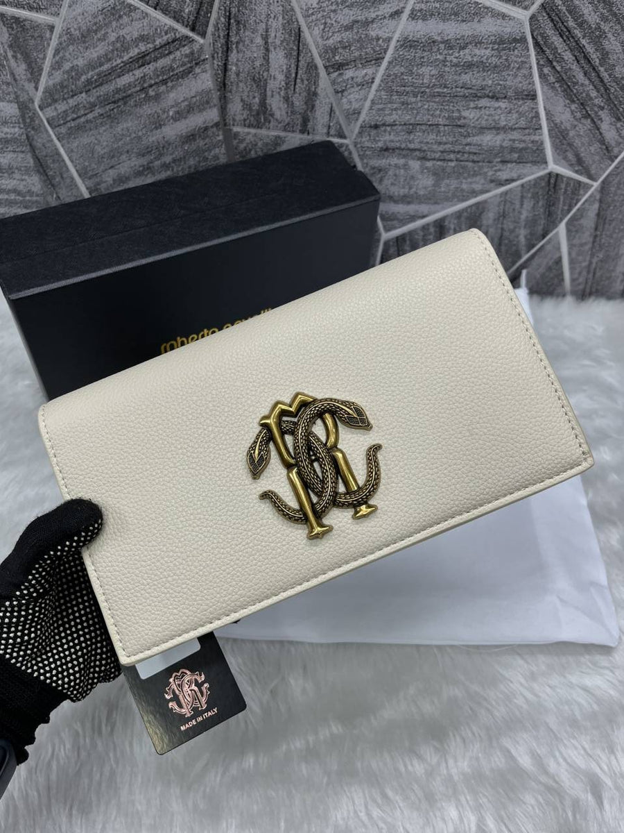 Roberto Cavalli RC Logo White Shoulder Sling Bag With Original Box