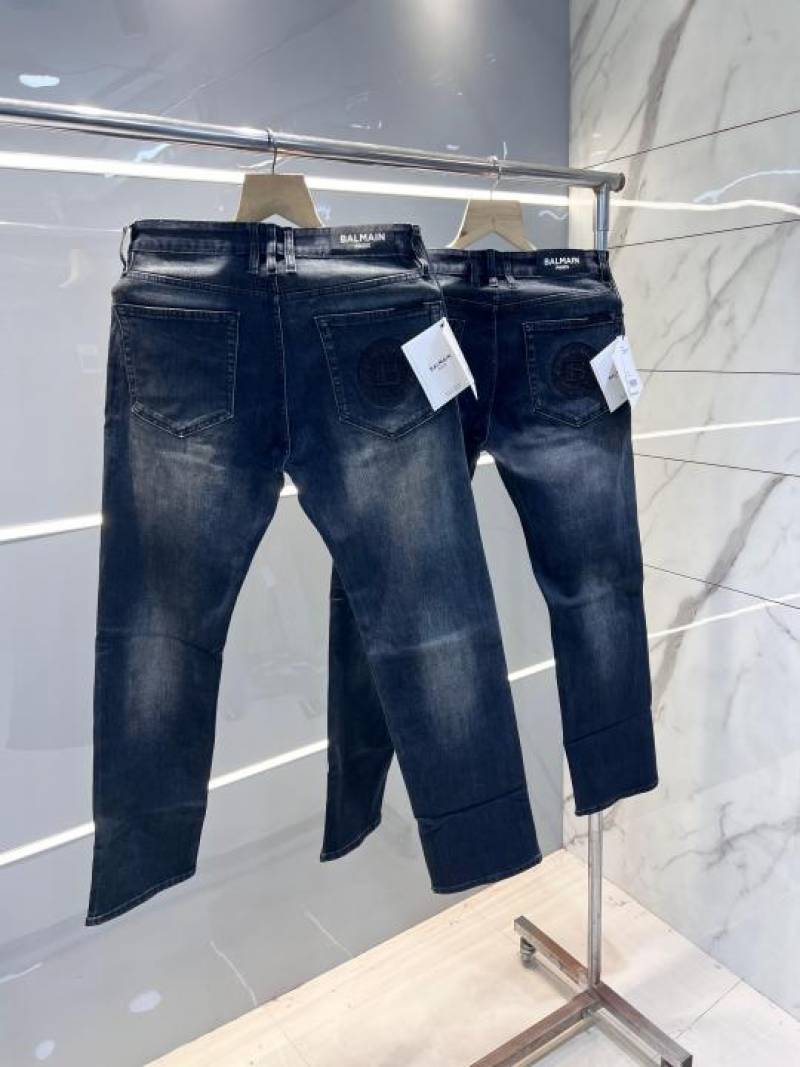 Balmain Paris Blue Shade Premium Imported Stretchable Lycra Fabric Straight Fit Denim Sale Offer 2841