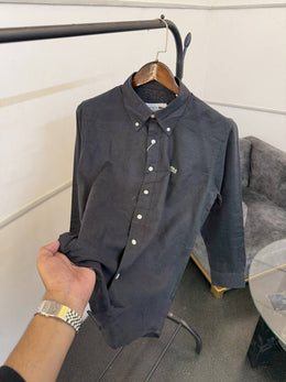 Lacoste dark grey pure linen fabric imported shirt