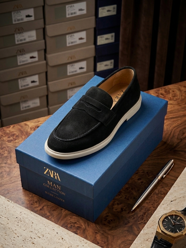 ZARRA BLACK SUEDE LOAFER 500