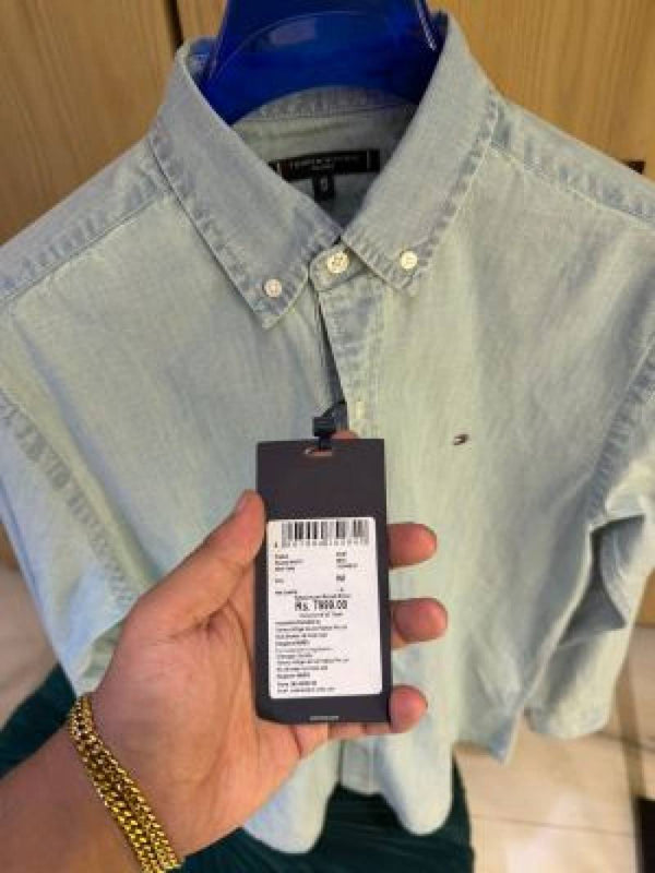 IMPORTED STORE ARTICLE DENIM SHIRT LIGHT GREEN SETx