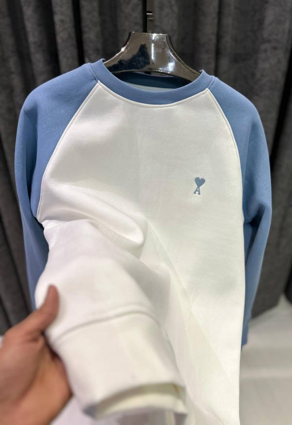 Ami IMPORTED STORE ARTICLE SWEATSHIRT WHITE BLUE