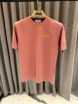 -white Round Neck T-shirt Pink