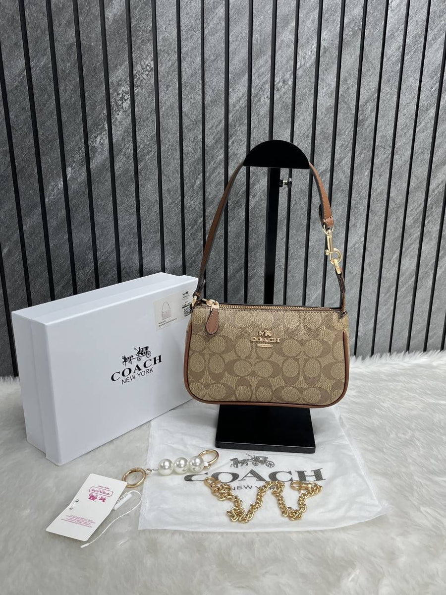 Coach Nolita AP-Brown With Original Box DustCover & Pearl charm