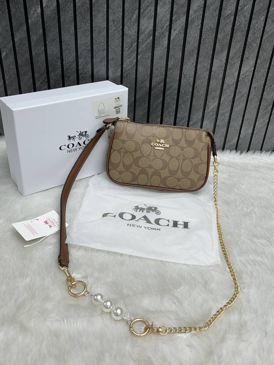 Coach Nolita AP-Brown With Original Box DustCover & Pearl charm