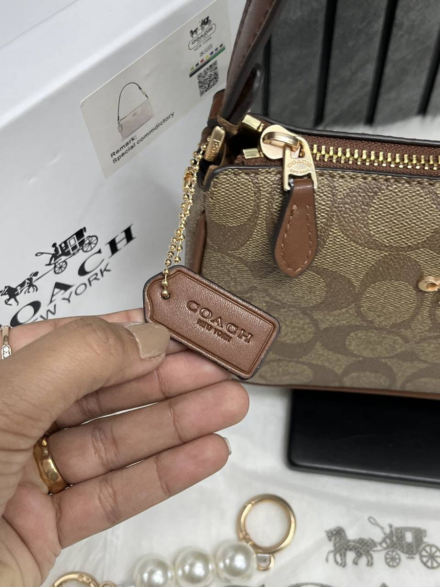 Coach Nolita AP-Brown With Original Box DustCover & Pearl charm