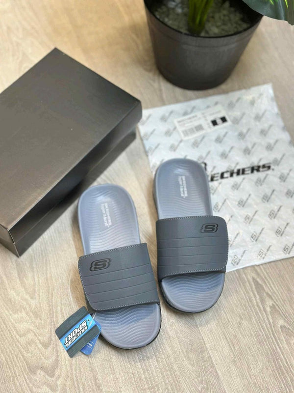 Skechers Go Recover Adjust Premium Grey Black Slides