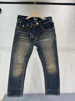True Religio n Brown Shade Straight fit Premium Imported Stretchable Lycra Fabric Denim with Back Embroidered Design 4538