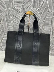 Chloe Woody Canvas Tote Bag Large With Dust Cover